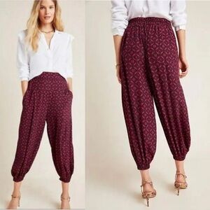 Anthropologie High Waisted Harem Jogger Pants Womens Size XS Print